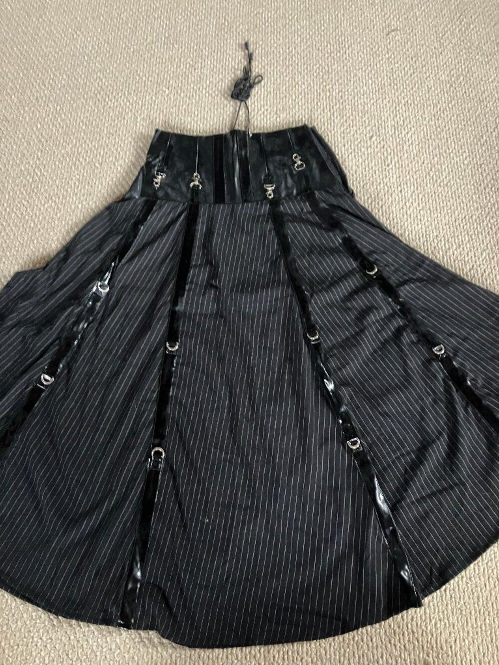 Deadstock Hilary's Vanity Pinstripe Goth Bondage Corset Skirt Medium